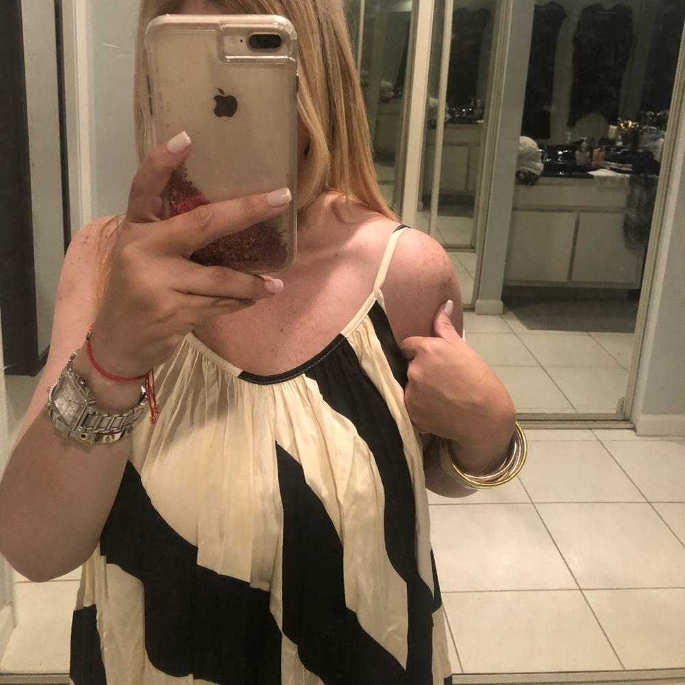 Beige and Black strap waves Dress
